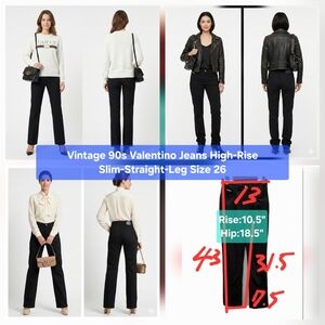 Vintage 90s Valentino Jeans High-Rise Slim-Straight-Leg Size 26